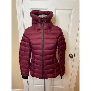 Soia & Kyo Maroon Nylon Hooded Down Zip-Up Jacket, Size XS